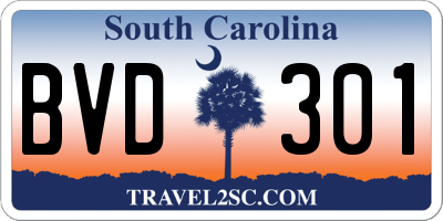 SC license plate BVD301