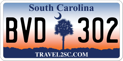 SC license plate BVD302