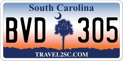 SC license plate BVD305
