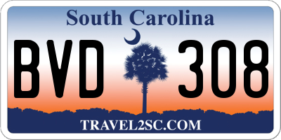SC license plate BVD308