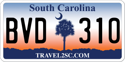 SC license plate BVD310