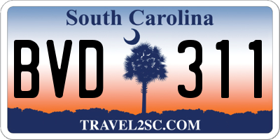 SC license plate BVD311