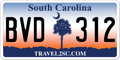 SC license plate BVD312