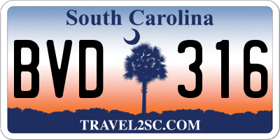 SC license plate BVD316