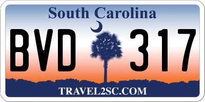 SC license plate BVD317