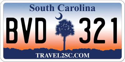 SC license plate BVD321