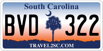 SC license plate BVD322