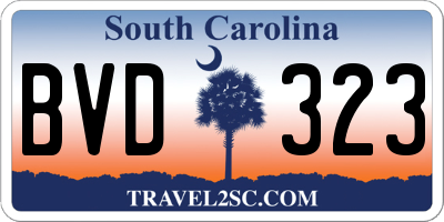 SC license plate BVD323