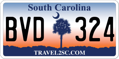SC license plate BVD324