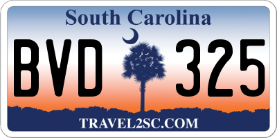 SC license plate BVD325