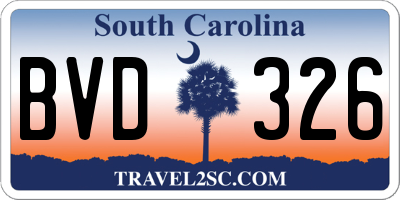 SC license plate BVD326