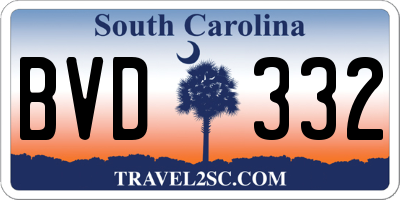 SC license plate BVD332