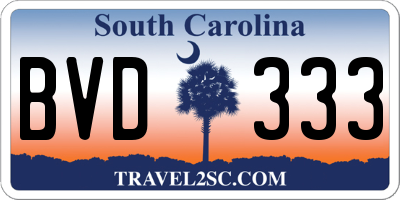 SC license plate BVD333