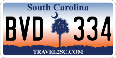 SC license plate BVD334