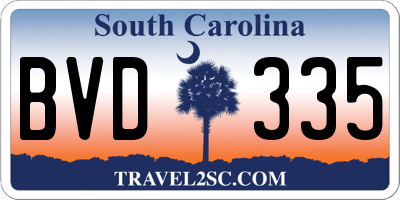 SC license plate BVD335