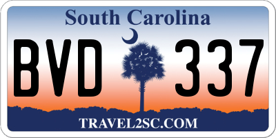 SC license plate BVD337