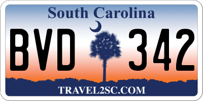 SC license plate BVD342