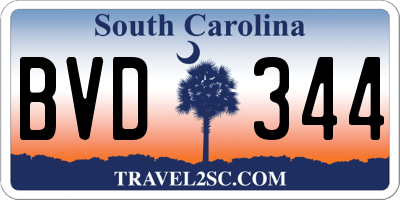 SC license plate BVD344