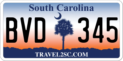 SC license plate BVD345