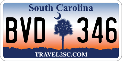 SC license plate BVD346