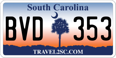 SC license plate BVD353