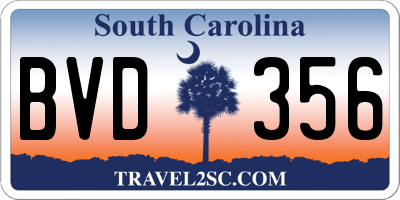 SC license plate BVD356