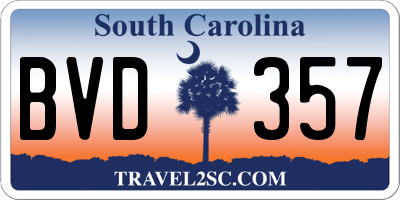 SC license plate BVD357