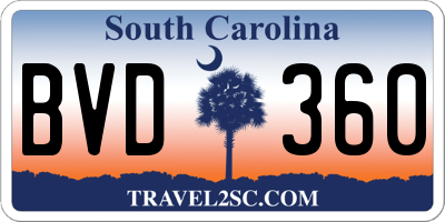SC license plate BVD360