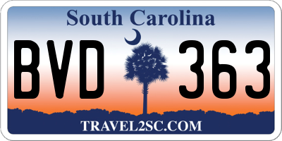 SC license plate BVD363