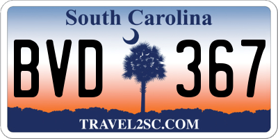 SC license plate BVD367