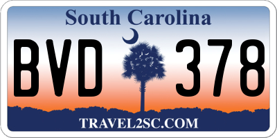 SC license plate BVD378