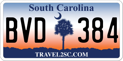 SC license plate BVD384