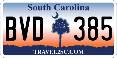SC license plate BVD385