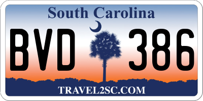 SC license plate BVD386