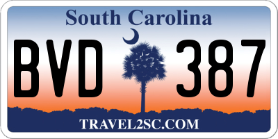 SC license plate BVD387