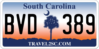SC license plate BVD389