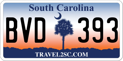 SC license plate BVD393