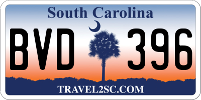 SC license plate BVD396