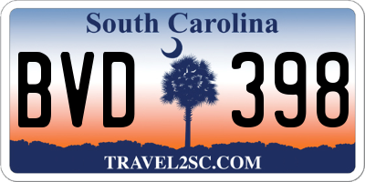 SC license plate BVD398