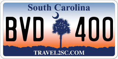 SC license plate BVD400