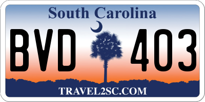 SC license plate BVD403