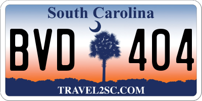 SC license plate BVD404