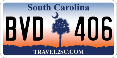 SC license plate BVD406