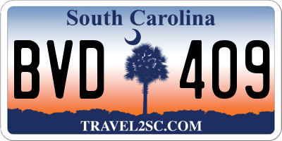 SC license plate BVD409