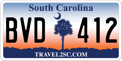 SC license plate BVD412