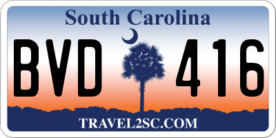 SC license plate BVD416