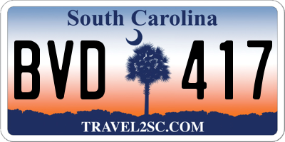 SC license plate BVD417