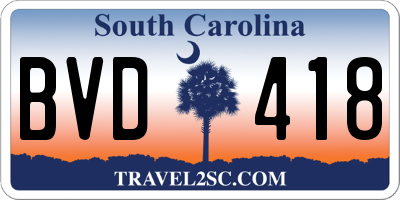SC license plate BVD418