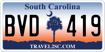 SC license plate BVD419