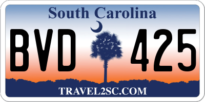 SC license plate BVD425
